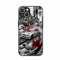 Japanese Wave Drift Racing Premium Glass Phone Case for iPhone 15 Plus