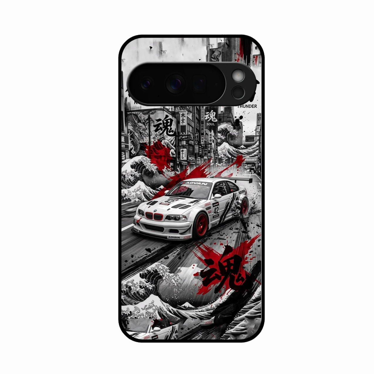 Japanese Wave Drift Racing Premium Glass Phone Case for Google Pixel 10 Pro XL
