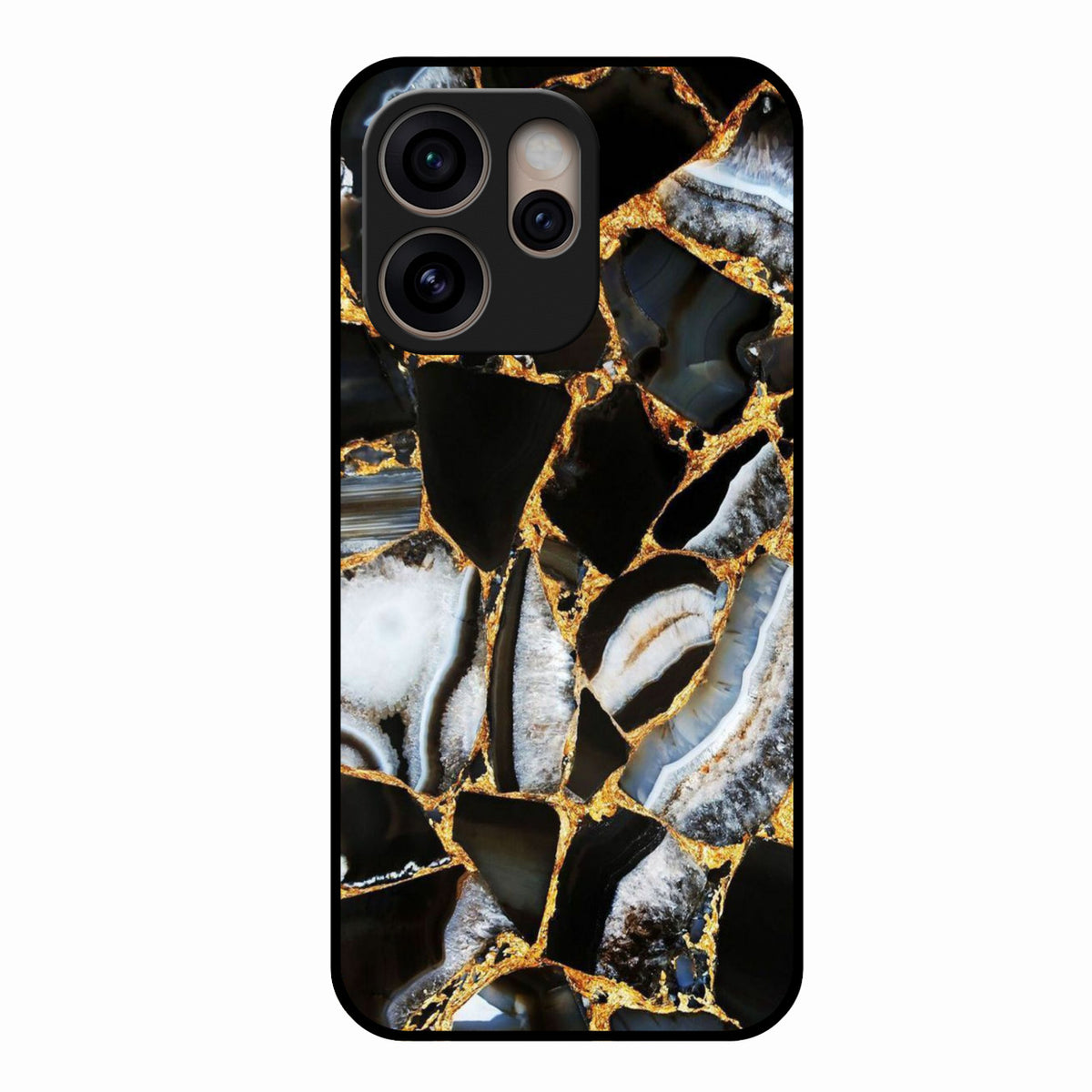 Black Gold Marble Glass Phone Case for Oppo Reno 15 Pro 5G