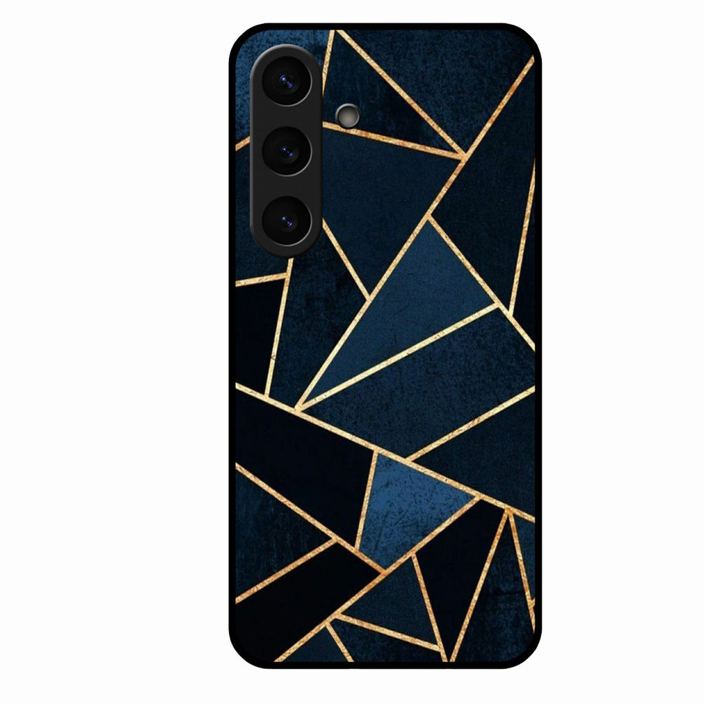 Midnight Gold Geometric Premium Glass Phone Case for Samsung Galaxy S25 Plus 5G