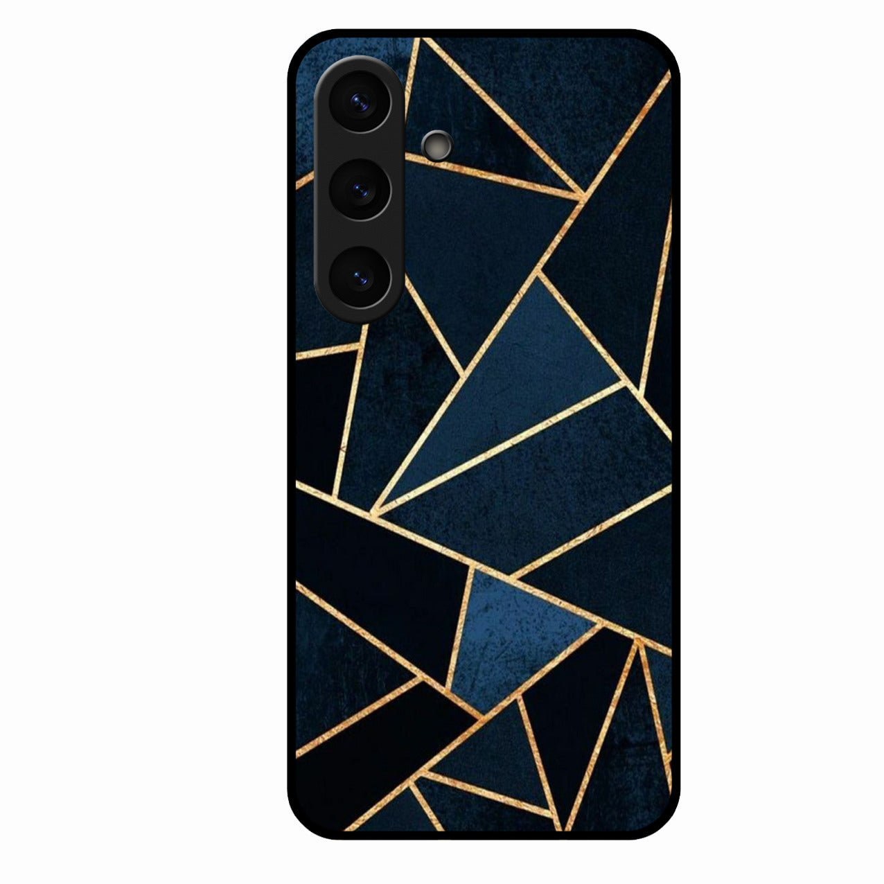 Midnight Gold Geometric Premium Glass Phone Case for Samsung Galaxy S25 Plus 5G