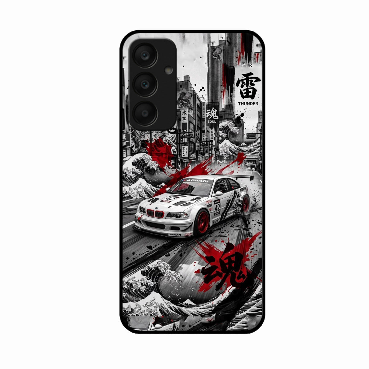 Japanese Wave Drift Racing Premium Glass Phone Case for Samsung Galaxy A25 5G