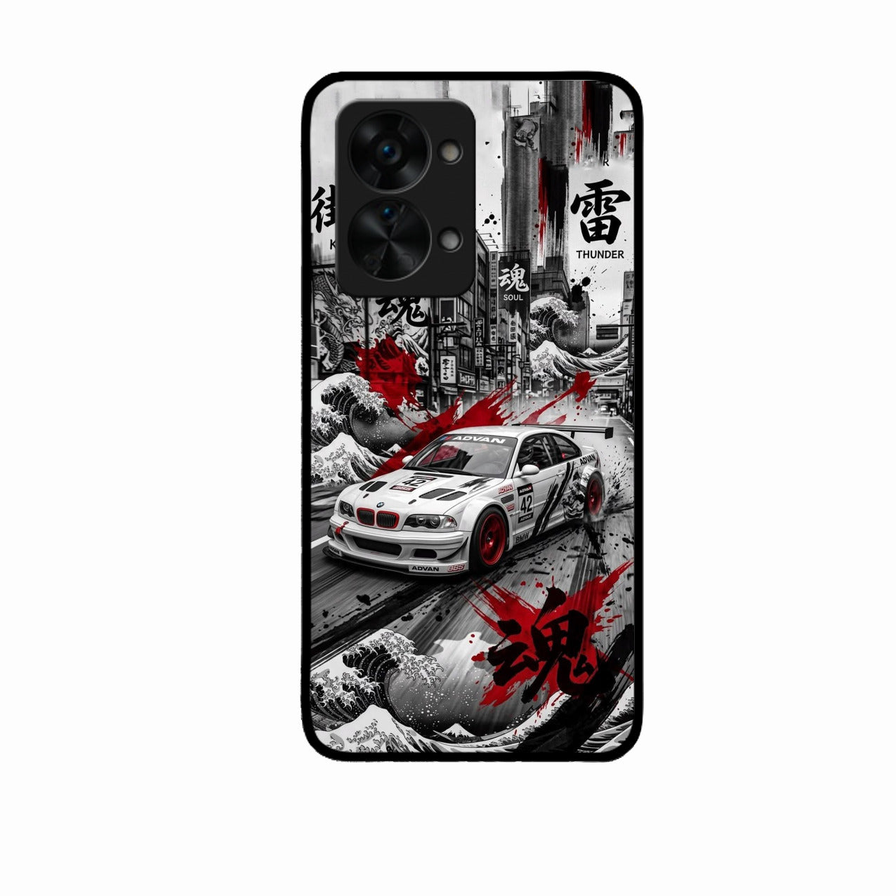 Japanese Wave Drift Racing Premium Glass Phone Case for Oneplus Nord 2T 5G