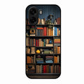 Colorful Bookshelf Art Glass Case Cover for Oppo K14x 5G