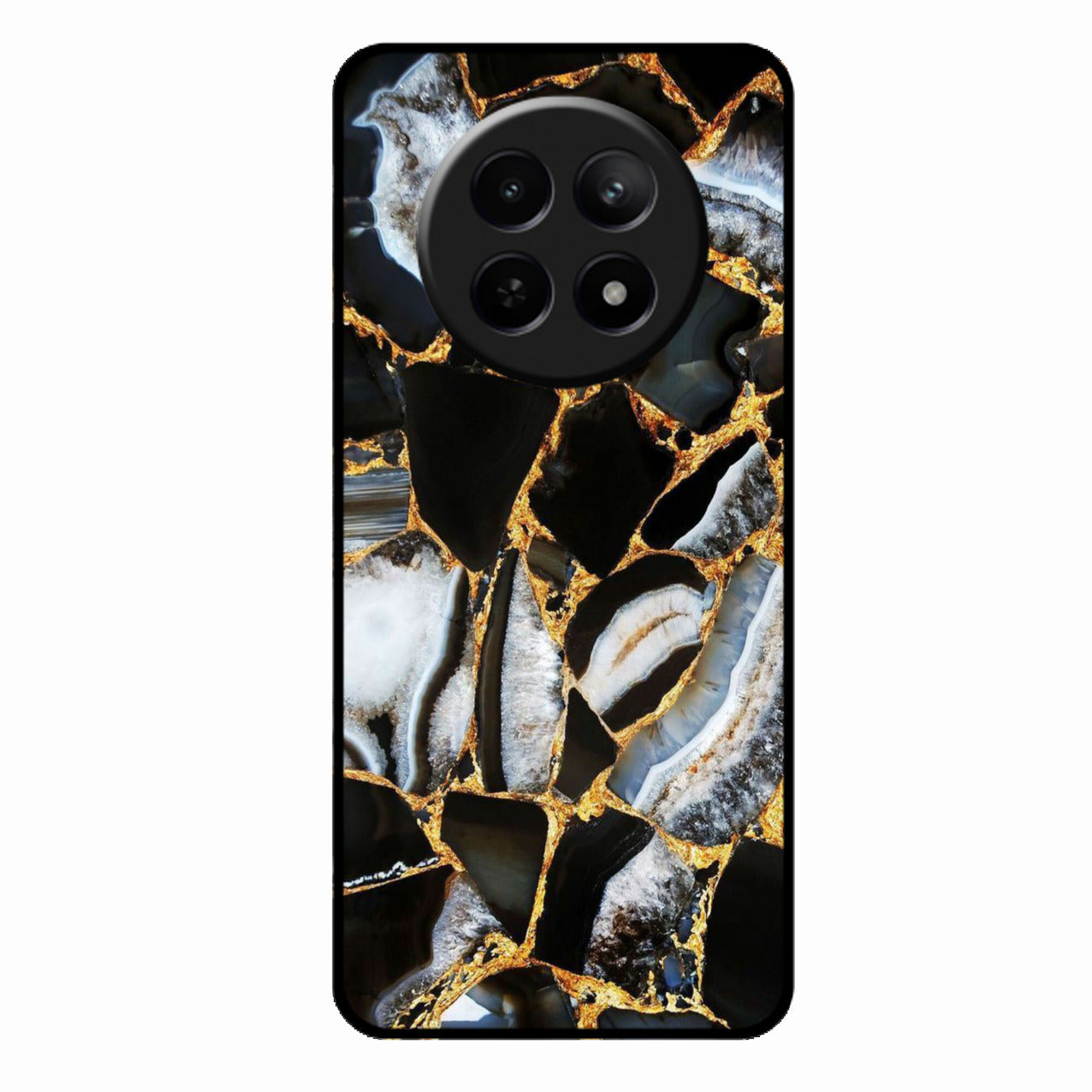 Black Gold Marble Glass Phone Case for Realme 12 5G
