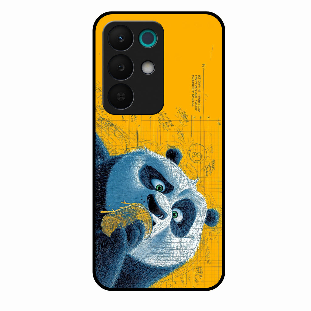 Cute Panda Sketch Premium Glass Phone Case for Realme 15X 5G