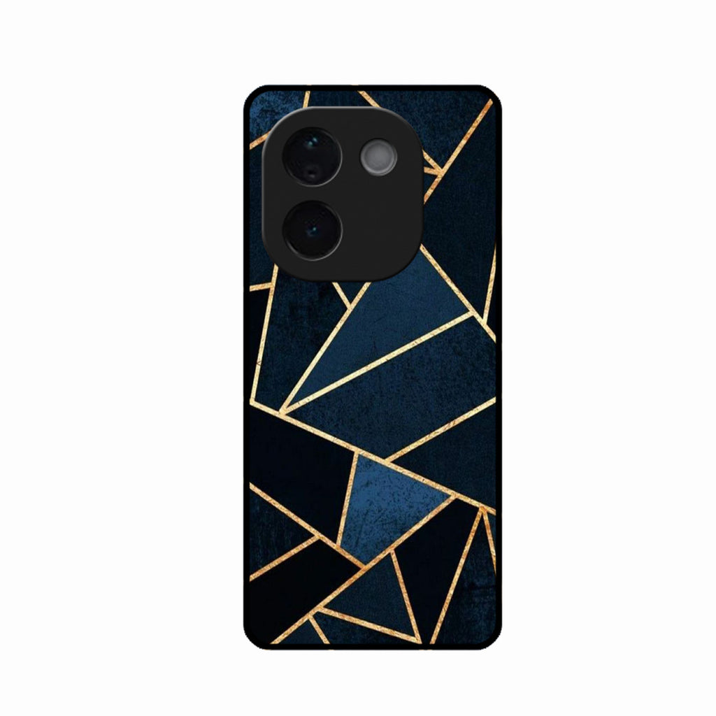 Midnight Gold Geometric Premium Glass Phone Case for iQOO Z9S Pro 5G