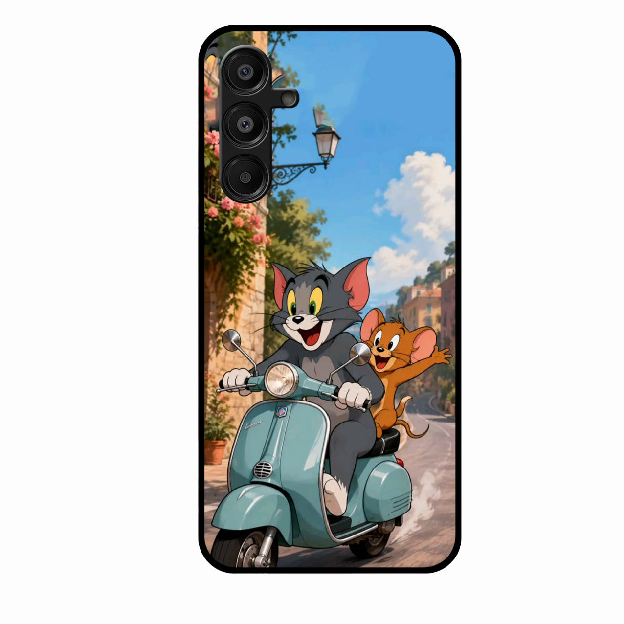 Cartoon Scooter Adventure Premium Glass Phone Case for Samsung Galaxy M16 5G