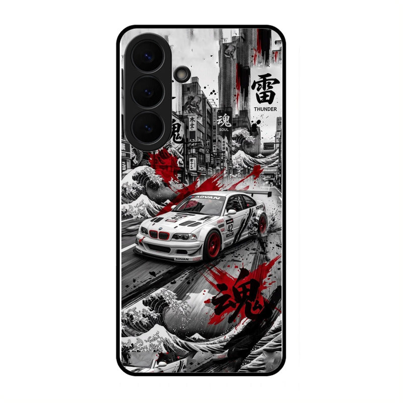 Japanese Wave Drift Racing Premium Glass Phone Case for Samsung Galaxy S26 5G