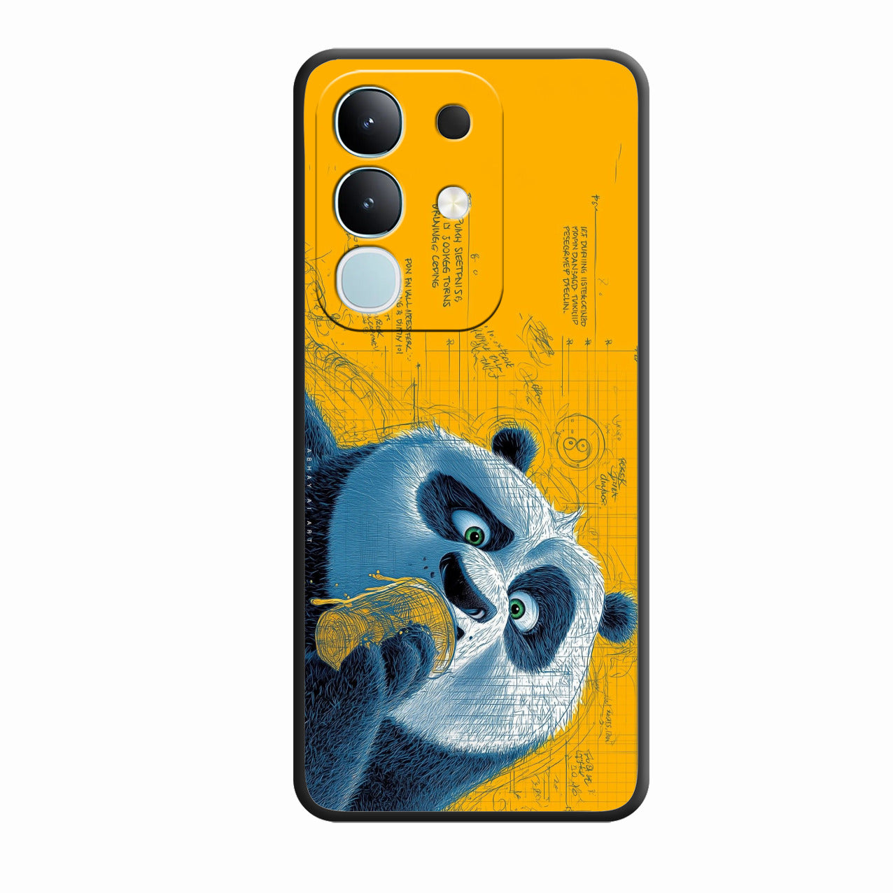 Cute Panda Sketch Premium Glass Phone Case for Vivo Y31 Pro 5G