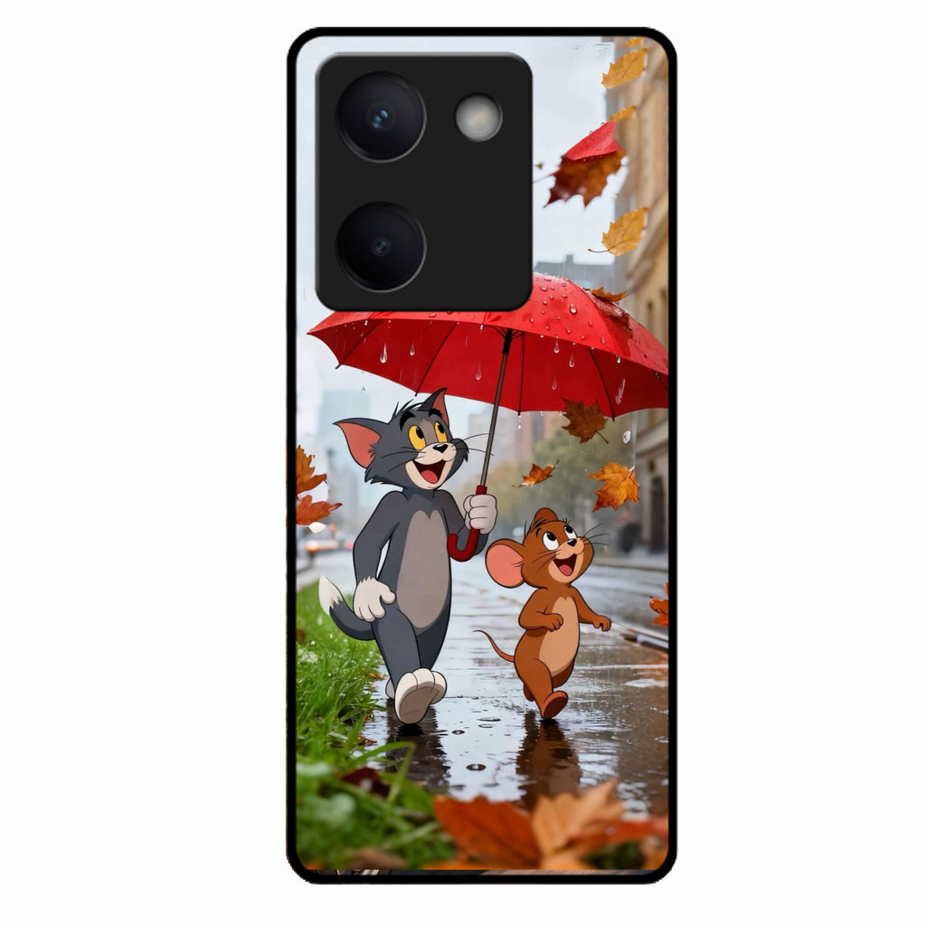 Rainy Day Cartoon Glass Phone Case for Vivo Y200 Pro 5G