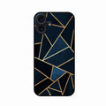 Midnight Gold Geometric Premium Glass Phone Case for iPhone 16 Plus