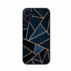 Midnight Gold Geometric Premium Glass Phone Case for iPhone 16 Plus