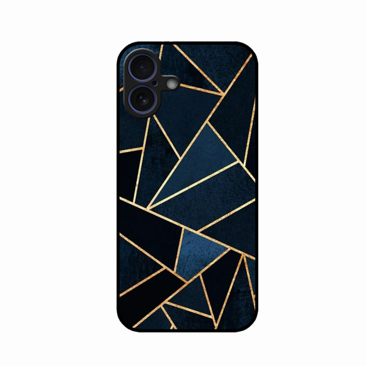Midnight Gold Geometric Premium Glass Phone Case for iPhone 16 Plus