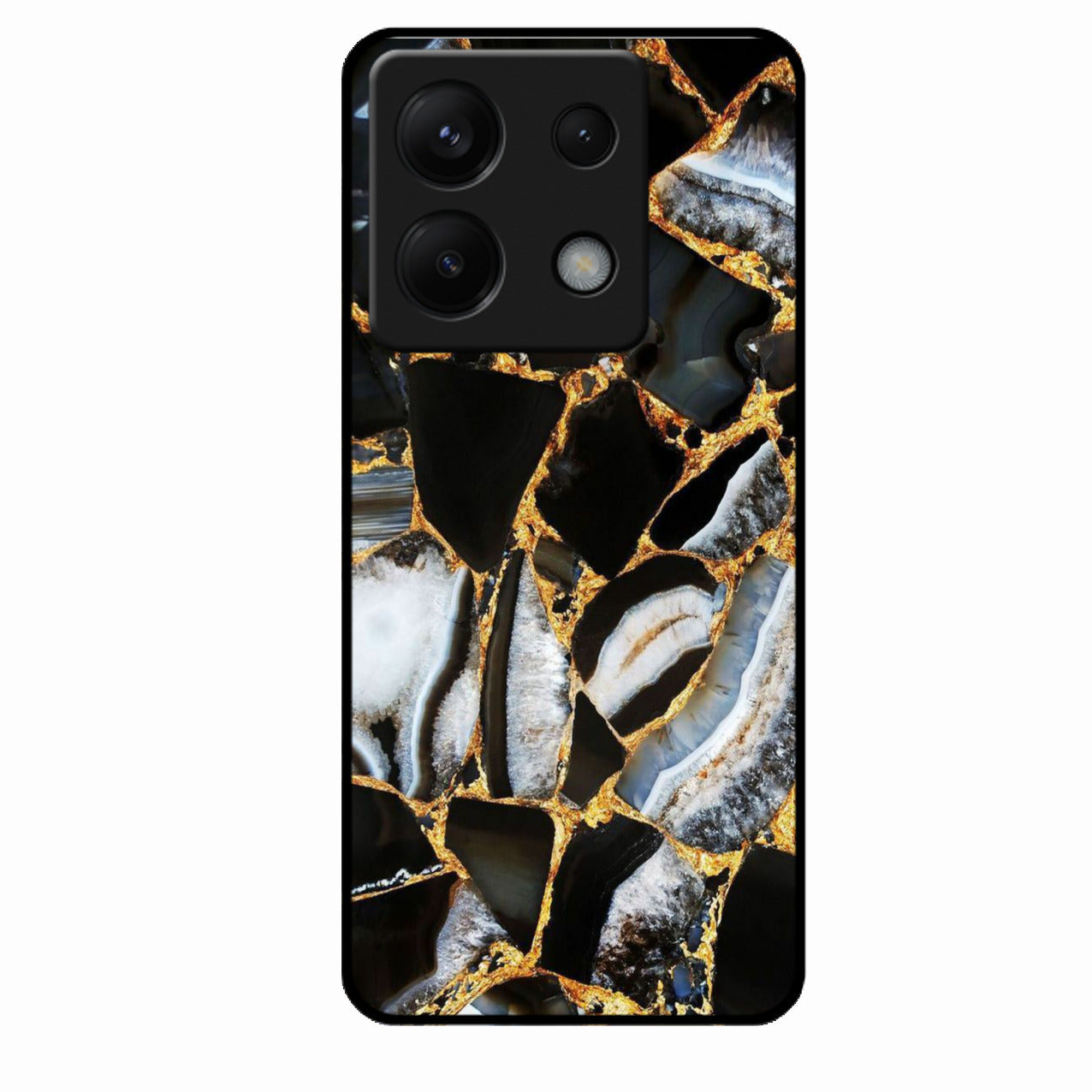 Black Gold Marble Glass Phone Case for Redmi Note 13 Pro 5G
