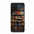 Colorful Bookshelf Art Glass Case Cover for Realme C35