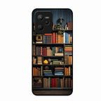 Colorful Bookshelf Art Glass Case Cover for Realme C35