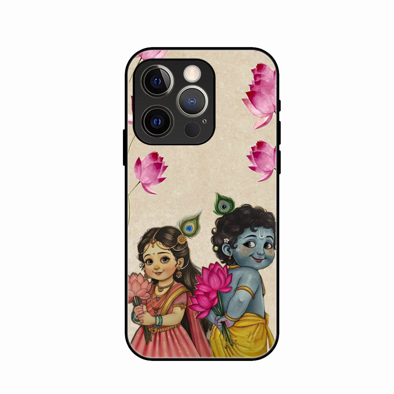 Krishna Eternal Lotus Glass Case for iPhone 14 Pro Max