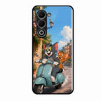 Cartoon Scooter Adventure Premium Glass Phone Case for Oppo A5 5G