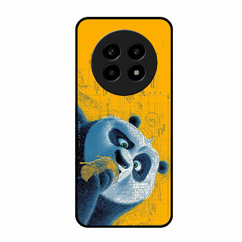 Cute Panda Sketch Premium Glass Phone Case for Realme 13 Pro Plus 5G