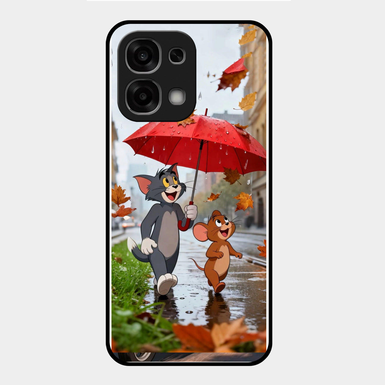 Rainy Day Cartoon Glass Phone Case for Oppo F33 5G