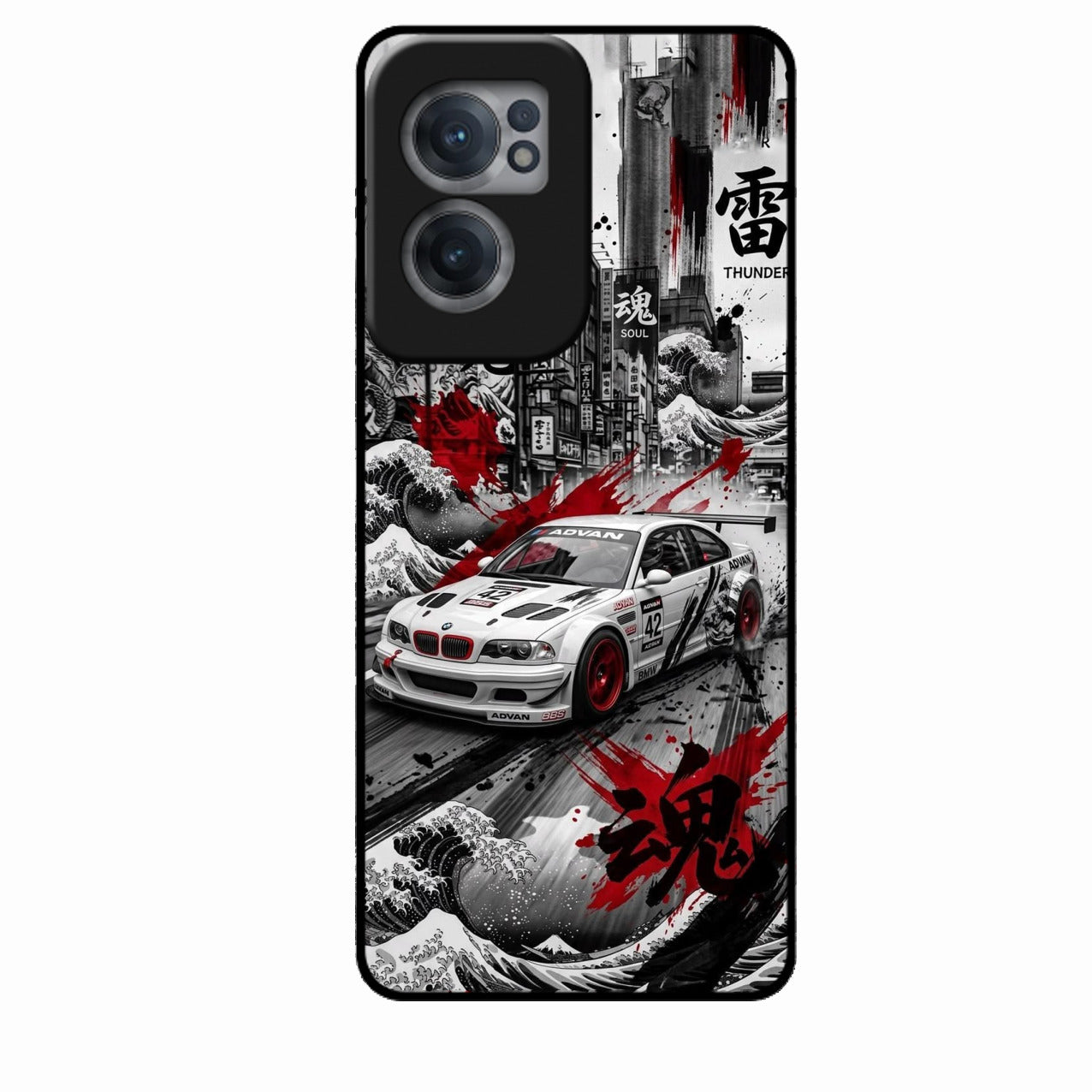 Japanese Wave Drift Racing Premium Glass Phone Case for Oneplus Nord Ce 2 5G