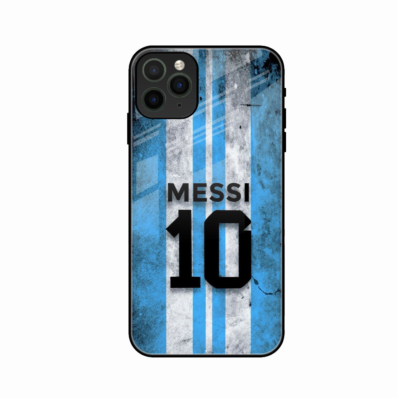 Blue Stripes Number 10 Football Glass Phone Case for iPhone 11 Pro Max