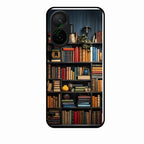 Colorful Bookshelf Art Glass Case Cover for Poco F7 5G