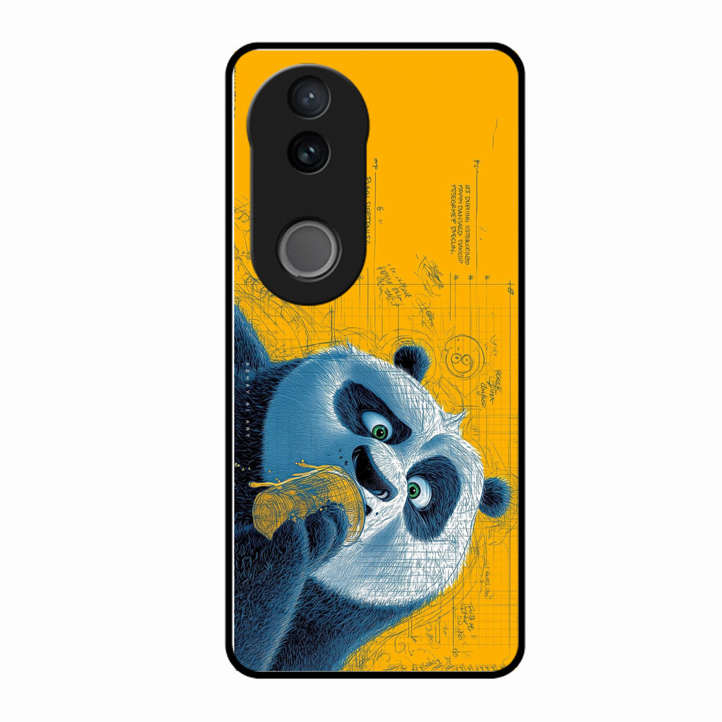 Cute Panda Sketch Premium Glass Phone Case for Vivo V50 5G