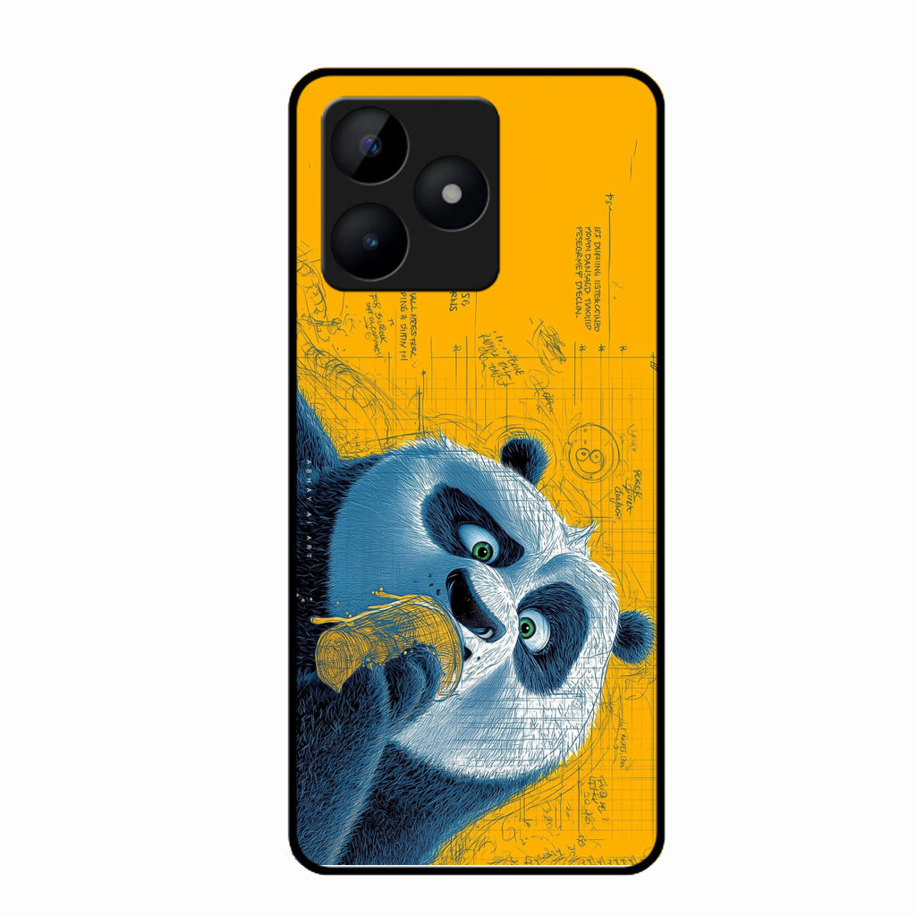 Cute Panda Sketch Premium Glass Phone Case for Realme C53
