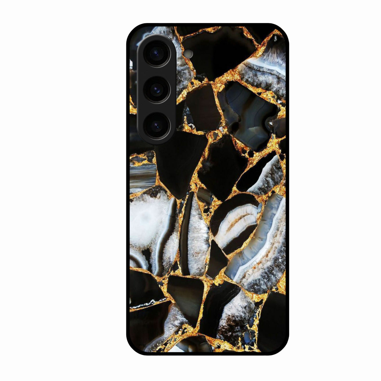 Black Gold Marble Glass Phone Case for Samsung Galaxy S23 5G