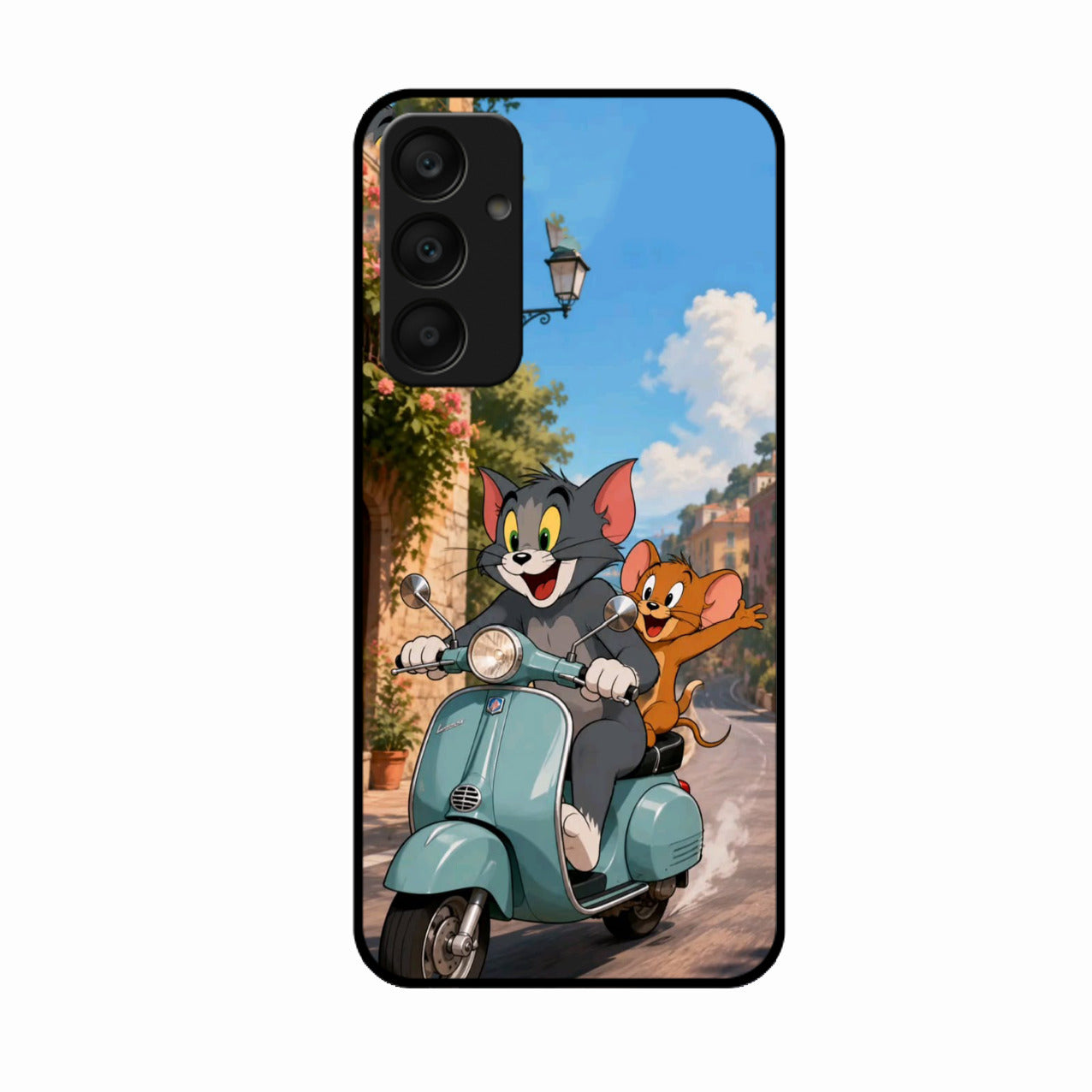 Cartoon Scooter Adventure Premium Glass Phone Case for Samsung Galaxy A25 5G