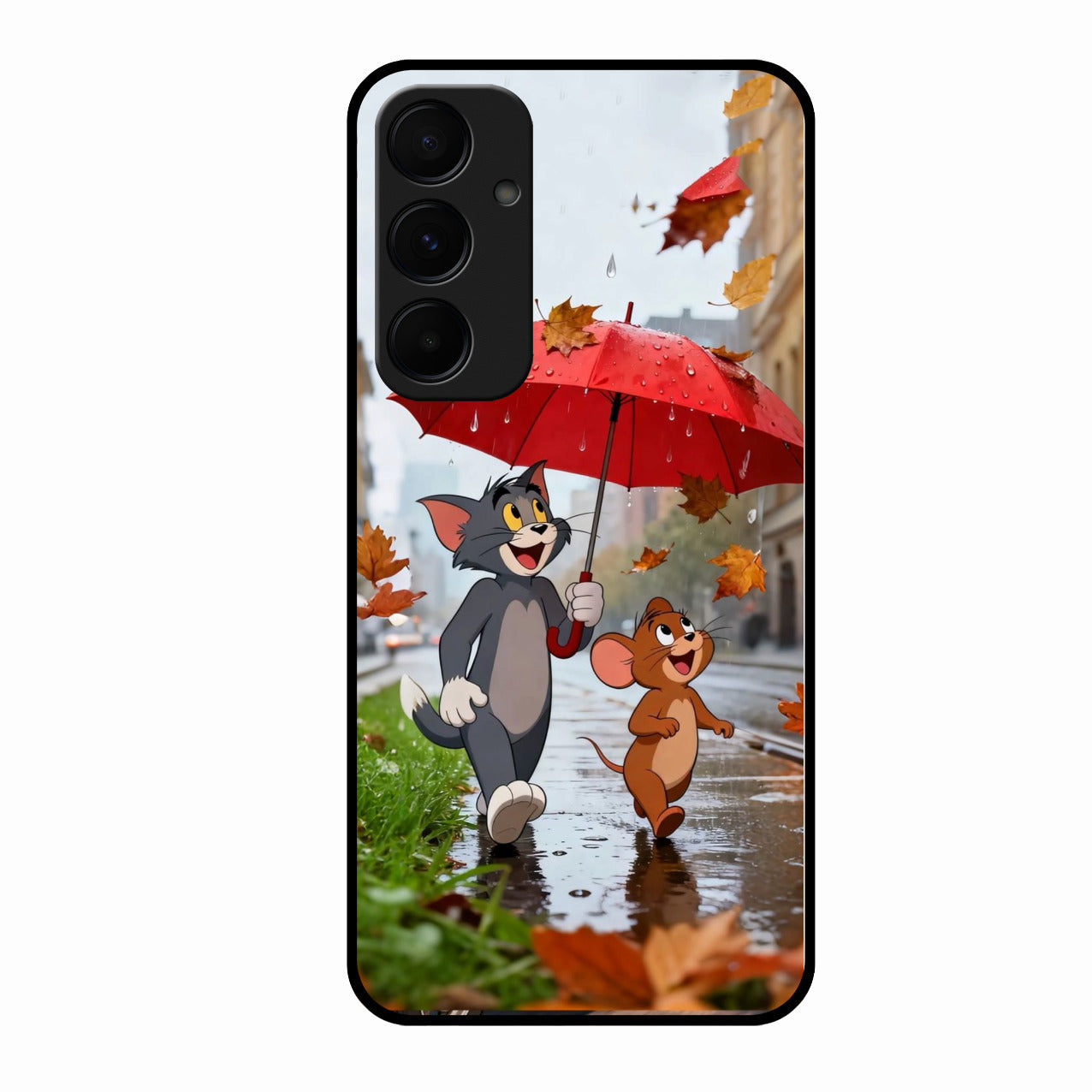 Rainy Day Cartoon Glass Phone Case for Samsung Galaxy A35 5G