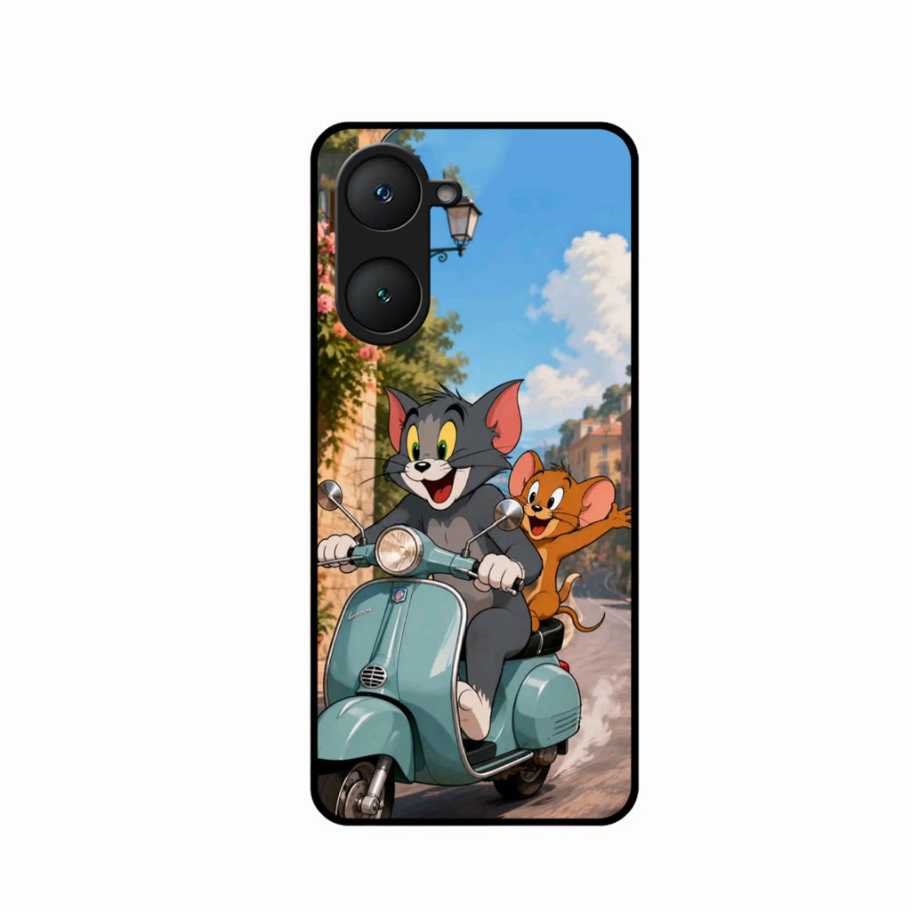 Cartoon Scooter Adventure Premium Glass Phone Case for iQOO Z9 Lite 5G