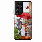 Rainy Day Cartoon Glass Phone Case for Samsung Galaxy S22 Ultra 5G
