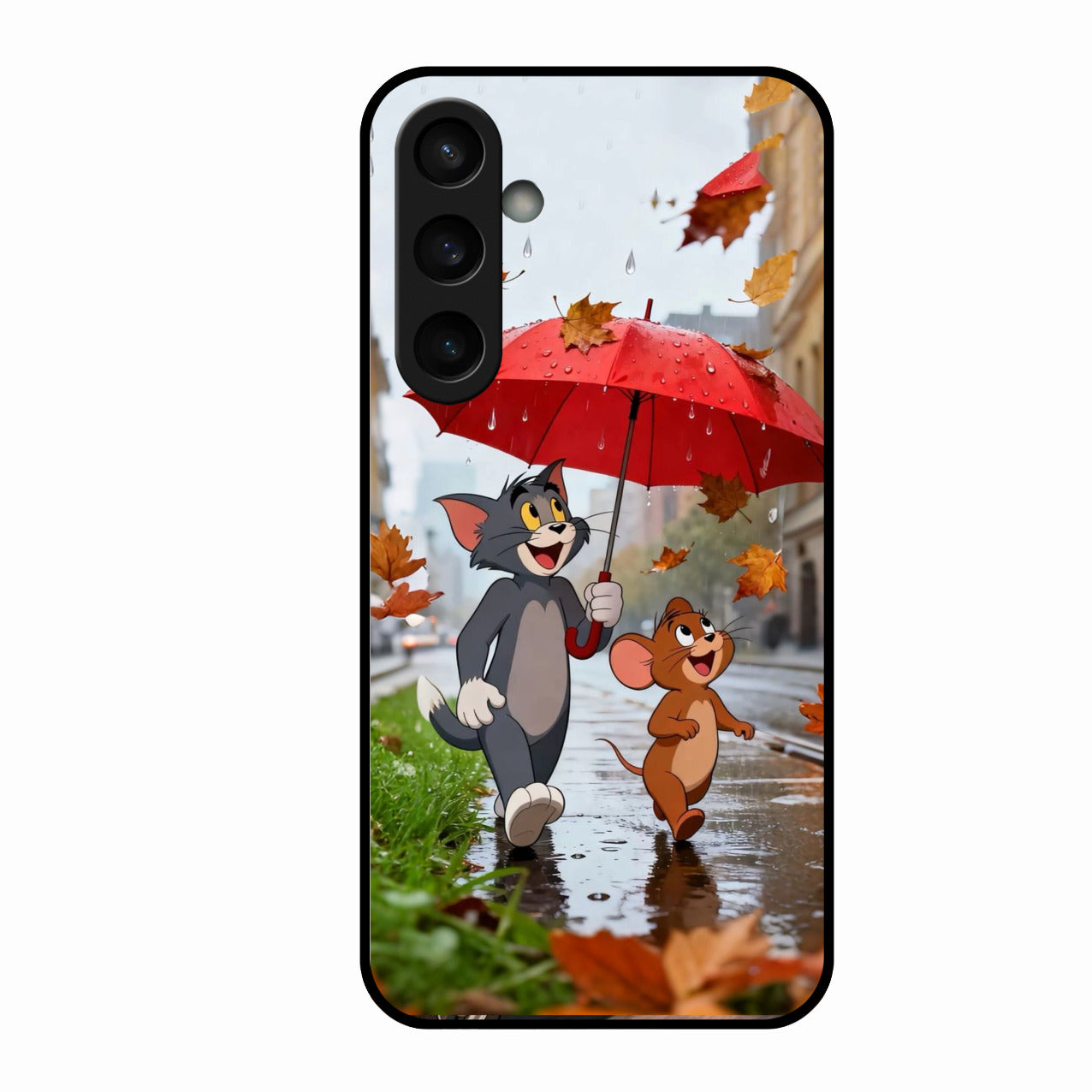 Rainy Day Cartoon Glass Phone Case for Samsung Galaxy S23 Fe 5G