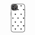 Heart Pattern White Glass Case Cover for iPhone 14
