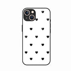 Heart Pattern White Glass Case Cover for iPhone 14