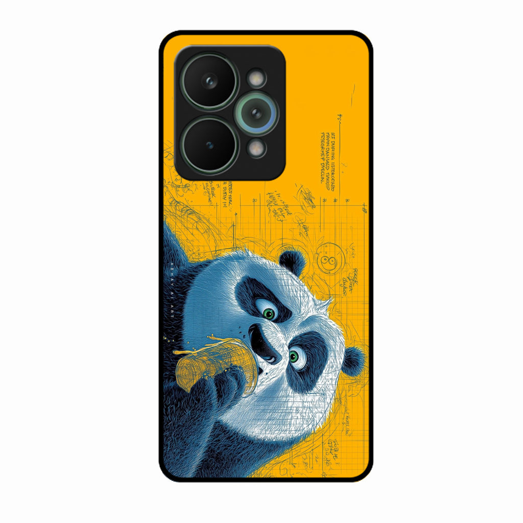 Cute Panda Sketch Premium Glass Phone Case for Realme 15 Pro 5G