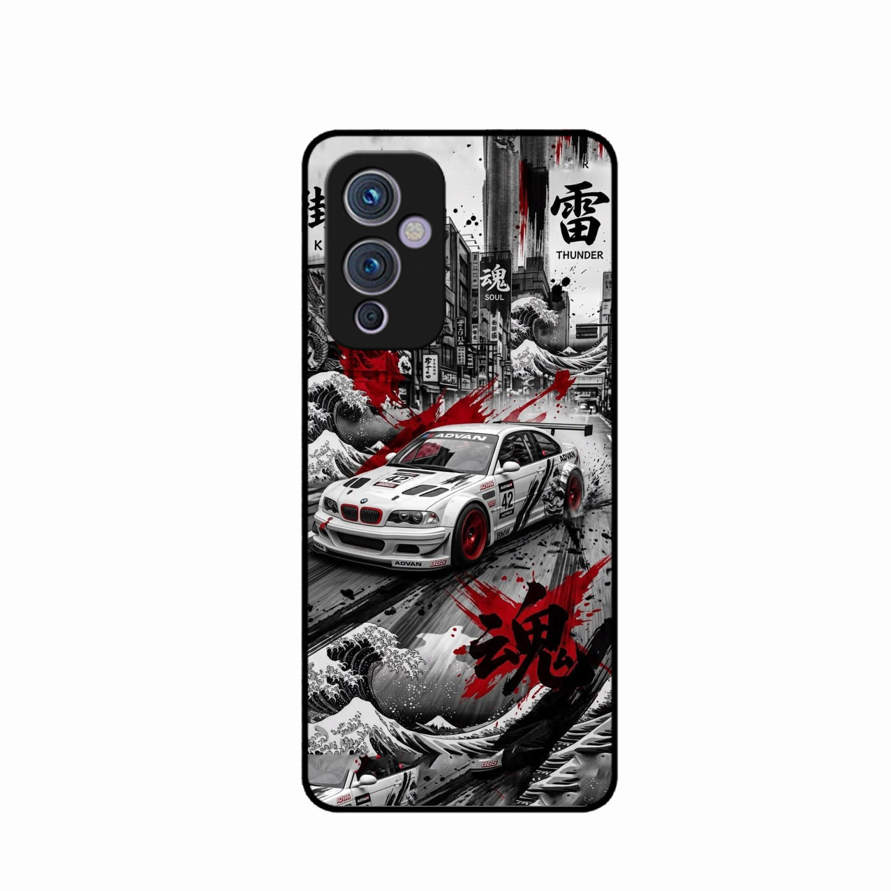 Japanese Wave Drift Racing Premium Glass Phone Case for Oneplus 9 5G