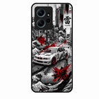 Japanese Wave Drift Racing Premium Glass Phone Case for Redmi Note 12 4G