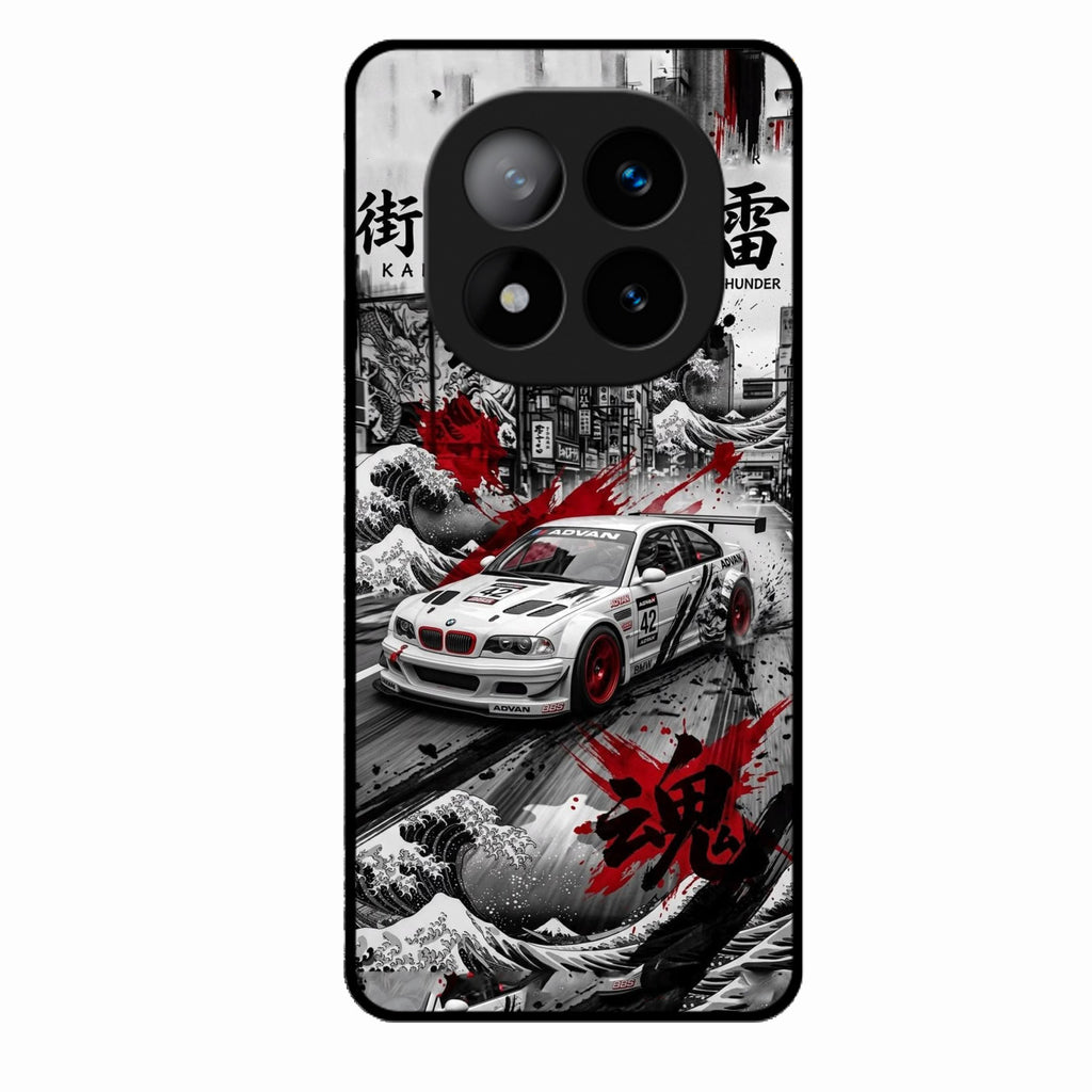 Japanese Wave Drift Racing Premium Glass Phone Case for Redmi Note 14 Pro Plus 5G