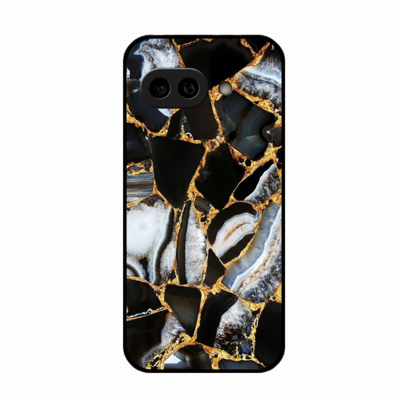 Black Gold Marble Glass Phone Case for Google Pixel 9A 5G
