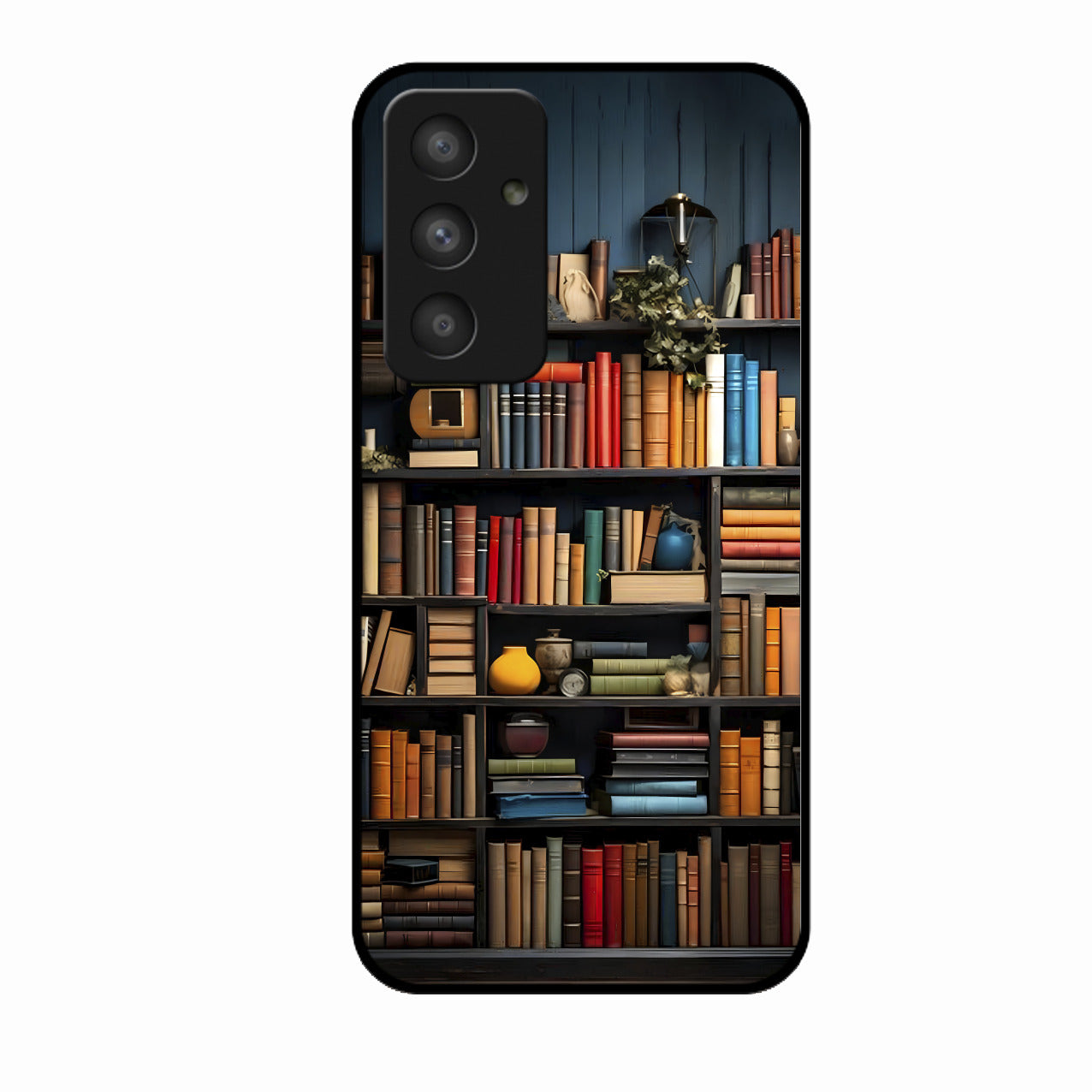Colorful Bookshelf Art Glass Case Cover for Samsung Galaxy A55 5G