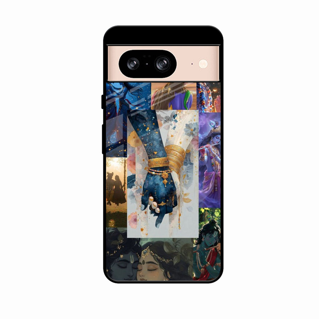 Eternal Radha Krishna Love Glass Phone Case for Google Pixel 8A 5G
