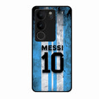 Blue Stripes Number 10 Football Glass Phone Case for Vivo V29 Pro 5G