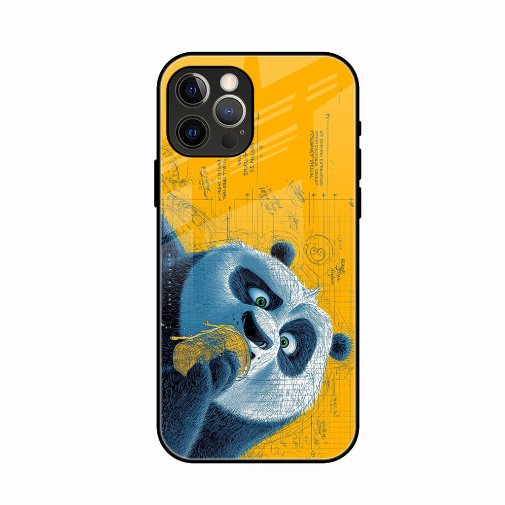 Cute Panda Sketch Premium Glass Phone Case for iPhone 16 Pro