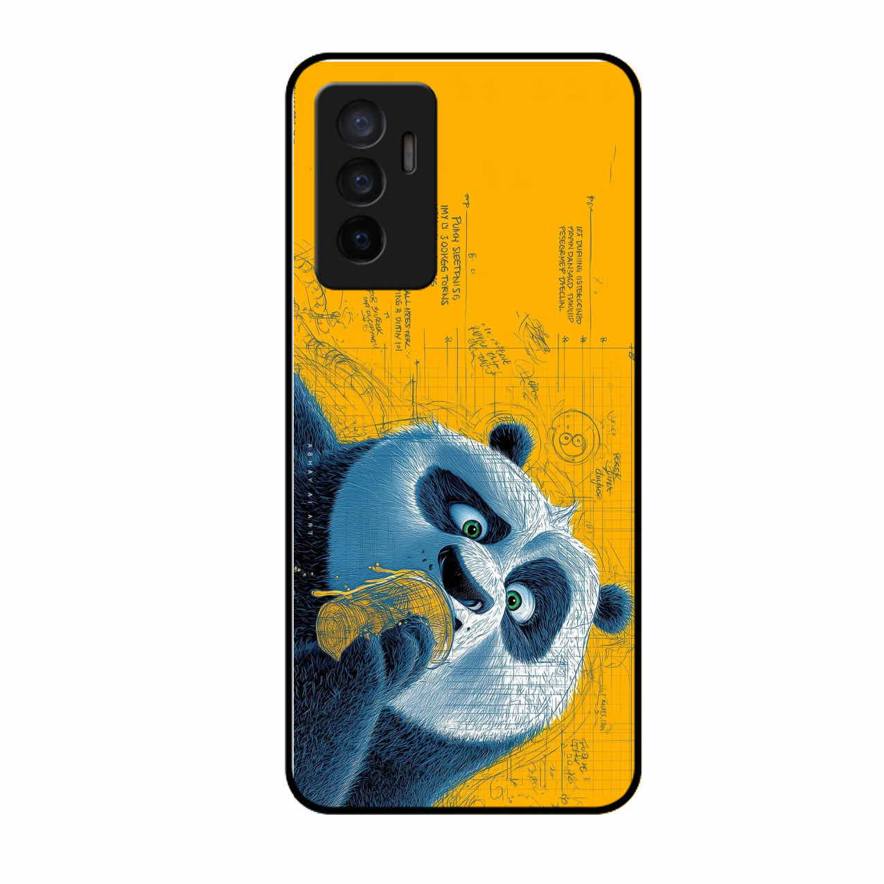 Cute Panda Sketch Premium Glass Phone Case for Vivo V23E 5G