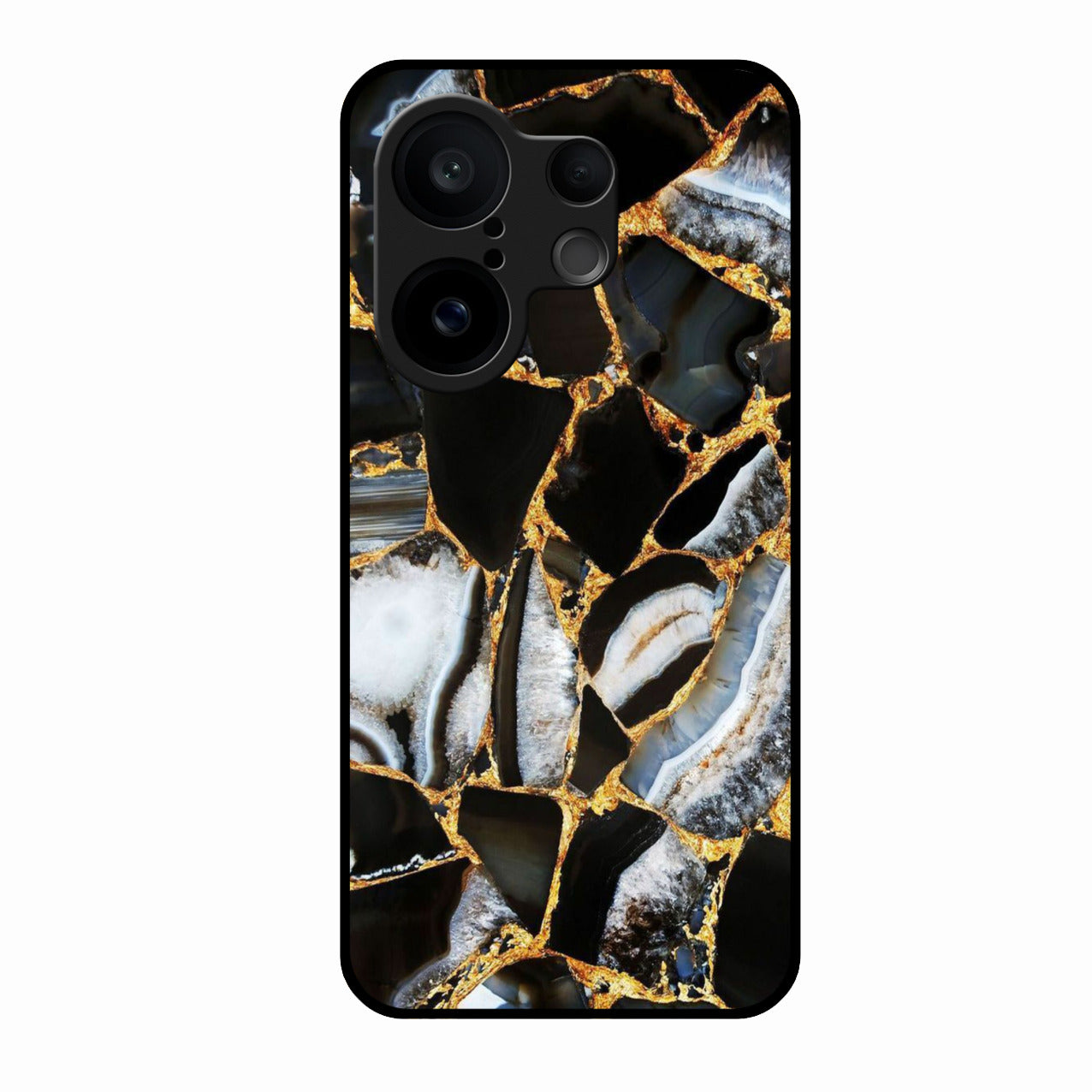Black Gold Marble Glass Phone Case for Vivo X200 Fe 5G