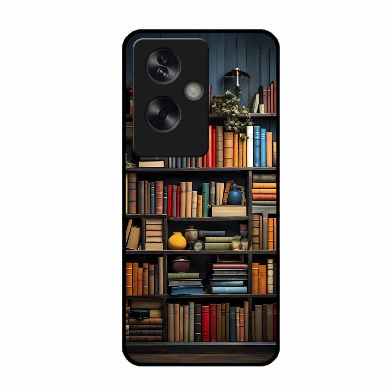 Colorful Bookshelf Art Glass Case Cover for Oppo A79 5G